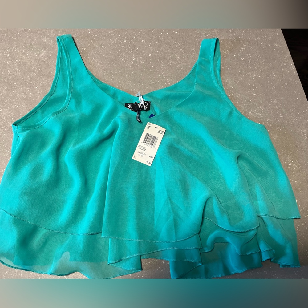 Buffalo teal green polyester large crop sleeveless dress top